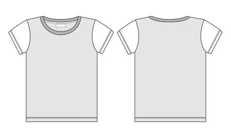 Short sleeve t-shirt Overall technical fashion Drawing Flat sketch template front and back view for Baby girls. apparel dress design vector illustration mock up t-shirt CAD.のイラスト素材
