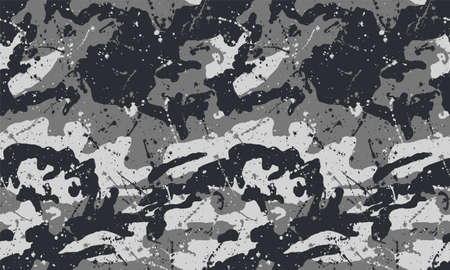 Texture military camouflage repeats seamless Vector Pattern For fabric, background, wallpaper and others. Classic clothing print. Abstract monochrome seamless Vector camouflage pattern.のイラスト素材