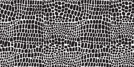 Crocodile skin black Seamless vector pattern isolated on white background.のイラスト素材