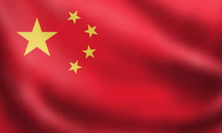 Flag of the People's Republic of China Five-star red flag. 3D rendering waving waving flag High...