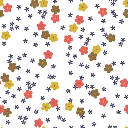 Floral Seamless Vector Pattern Isolated on white Background. Design For Use All over Textile Fabric print, wrapping paper, Backdrop and Others.のイラスト素材