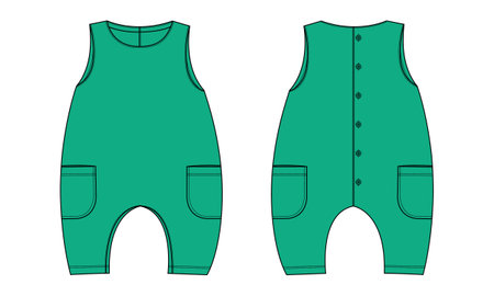 Fleece fabric Jogger Sweatpants overall technical fashion flat sketch vector illustration template front, back and side views isolated on white background.のイラスト素材
