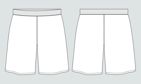 Boys Sweat Shorts vector fashion flat sketch template. Young Men Technical Drawing Fashion art Illustration.のイラスト素材