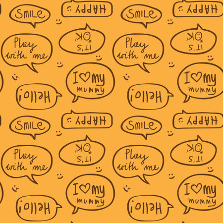Hand drawn doodle speech bubble seamless pattern. Vector illustration.のイラスト素材