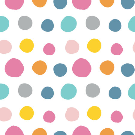 Seamless pattern with colorful polka dots. Vector illustration.のイラスト素材
