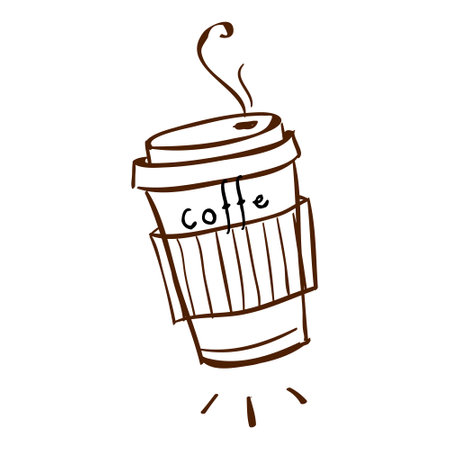Coffee cup doodle icon. Hand drawn vector illustration.のイラスト素材