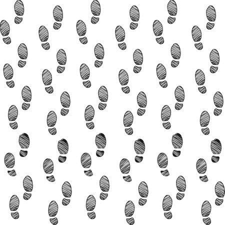 Seamless pattern with human footprints on white background. Vector illustration.のイラスト素材