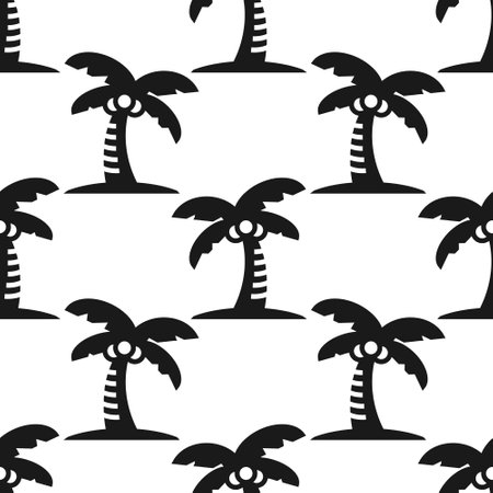 Tropical Exotic Palm tree plants seamless pattern. Design for use background Textile all over fabric print wrapping paper and others. Repeating texture Coconut tree patterns easy cのイラスト素材