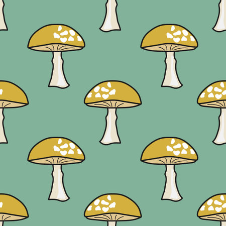 Mushroom with abstract wave effect seamless vector pattern. Design for use background Textile all over fabric print wrapping paper and others.のイラスト素材