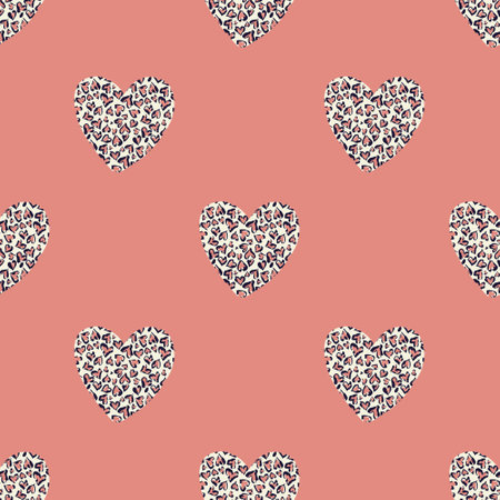 Abstract seamless vector pattern of love hearts. Design for use background Textile all over fabric print wrapping paper and others. Repeating texture surface pattern easy edit andのイラスト素材