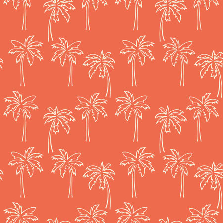 Tropical Exotic Palm tree plants seamless pattern. Design for use background Textile all over fabric print wrapping paper and others. Repeating texture Coconut tree patterns easy cのイラスト素材