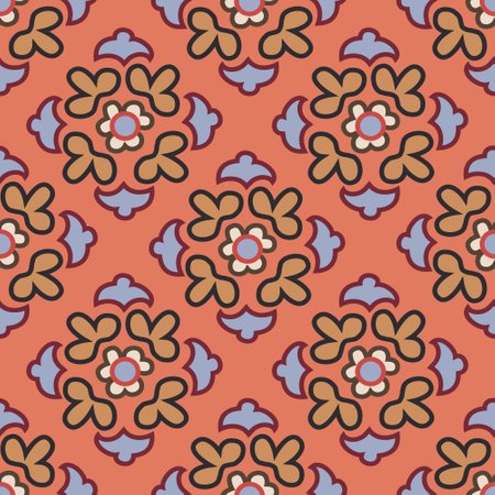 Geometric decorative Floral elements seamless vector pattern background. Design for use backdrop All over print textile fabrics and others, Ornamental pattern design ready to printのイラスト素材