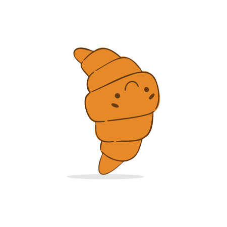 Croissant icon. Cute cartoon character. Vector illustration.のイラスト素材