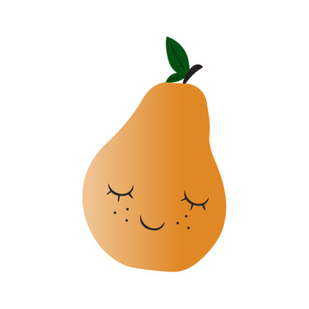 pear fresh fruit character vector illustration designのイラスト素材