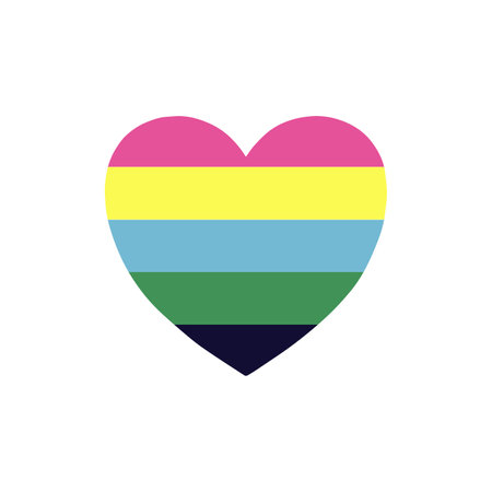 Gay pride flag in heart shape. LGBT community symbol. Vector illustration.のイラスト素材