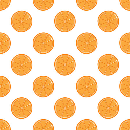 Seamless pattern with orange slices. Vector illustration on white background.