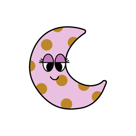 cute little moon kawaii character vector illustration design  cartoonのイラスト素材