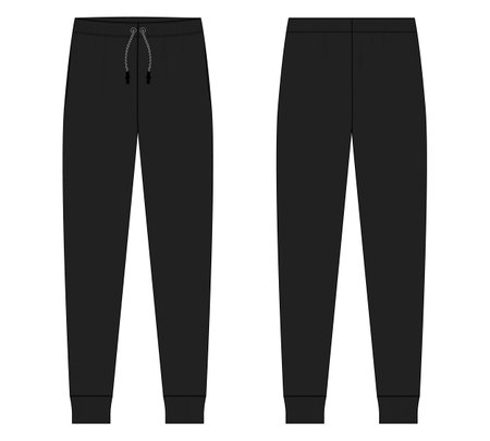 Black sport pants template. Vector illustration isolated on a white background.のイラスト素材