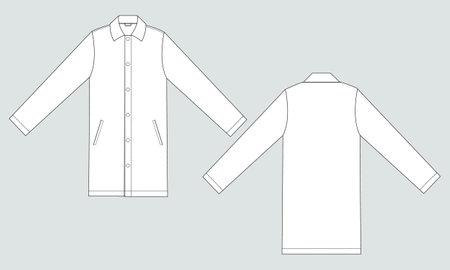 Men's long sleeve shirt with short sleeves. Front and back views.のイラスト素材