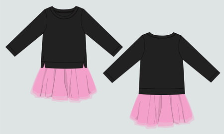 Black and pink skirt with blouse and blouse. Vector illustration.のイラスト素材