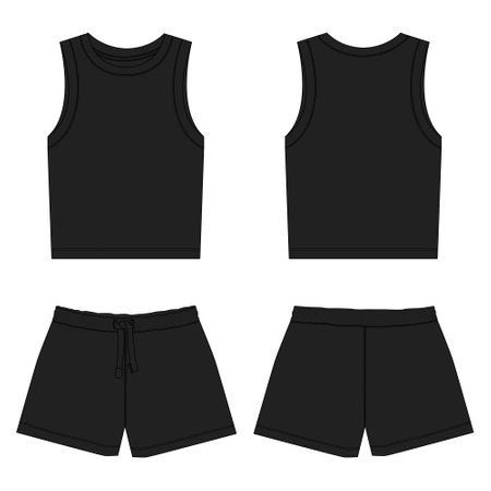 Men's black shorts. Isolated on white background. Vector illustration.のイラスト素材