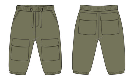 Vector illustration of a pair of khaki pants. Front and back views.のイラスト素材