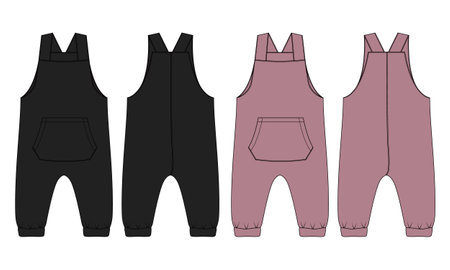 Set of women's jumpsuits. Vector illustration on white background.のイラスト素材