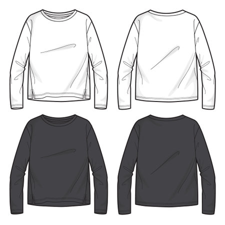 Template of men's long sleeve t-shirt. Front and back views.のイラスト素材