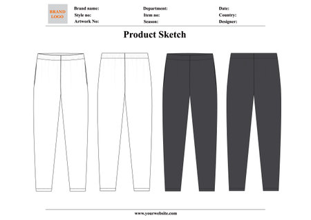 Pants technical fashion illustration with full length, normal waist, high rise, full length, 5 pockets. Flat bottom template front, back, grey color style.のイラスト素材