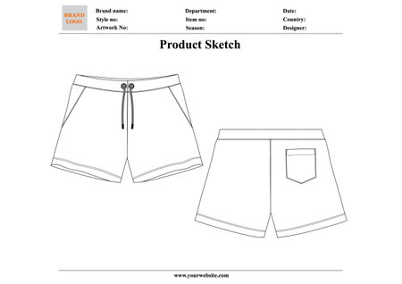 Technical drawing of men's shorts. Vector illustration isolated on white background.のイラスト素材