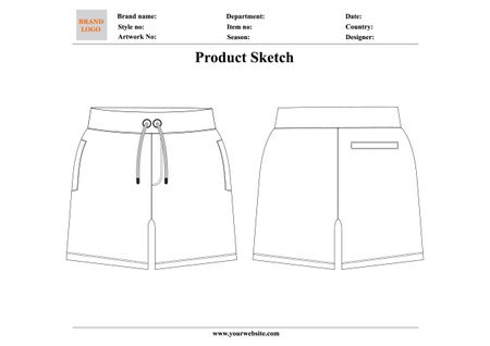 Pinstripe shorts technical fashion illustration with normal waist, full length, knee length. Flat bottom template front, back, white color style. Women, men, unisex CAD mockupのイラスト素材