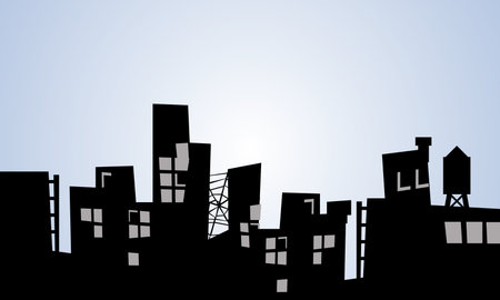 Silhouette of a city. Vector illustration for your design.のイラスト素材