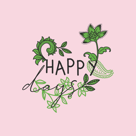 HAPPY JANUARY. Greeting card with floral ornament. Vector illustrationのイラスト素材