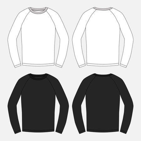 Long sleeve turtleneck sweater technical fashion illustration with long sleeves, oversized body, tunic length. Flat apparel template front, back, white color style. Women, men, unisex CAD mockupのイラスト素材
