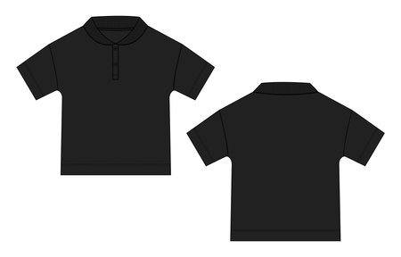 Black polo t-shirt isolated on white background. Vector illustrationのイラスト素材