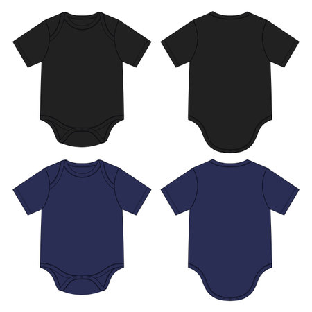 Set of black baby clothes on a white background. Vector illustration.のイラスト素材