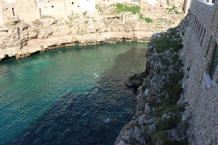 Panorama of Polignano a Mare, beautiful Apulian townの写真素材