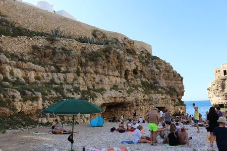 Panorama of Polignano a Mare, beautiful Apulian townの写真素材