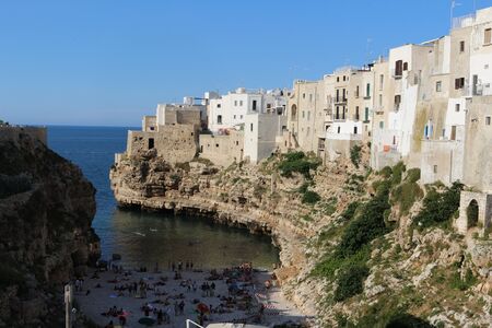 Panorama of Polignano a Mare, beautiful Apulian townの写真素材