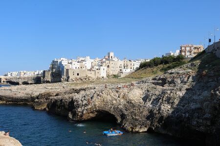 Panorama of Polignano a Mare, beautiful Apulian townの写真素材