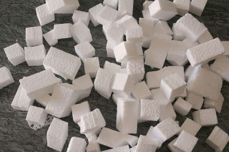 Pieces of polystyrene for packagingの写真素材