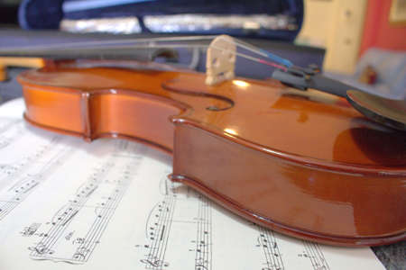 Violin, close up of a musical instrument, detailsの写真素材