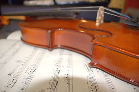 Violin, close up of a musical instrument, detailsの写真素材