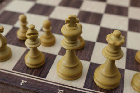 Chessboard and chess game pieces.の写真素材