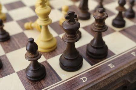 Chessboard and chess game pieces.の写真素材