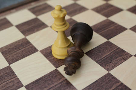 Chessboard and chess game pieces.
