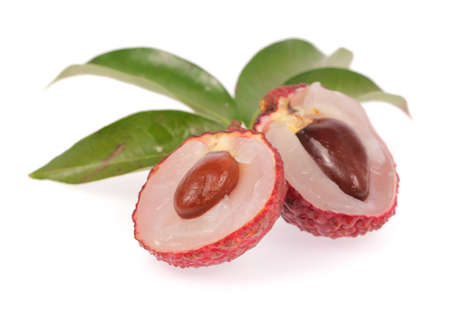 lychees isolated on white backgroundの写真素材