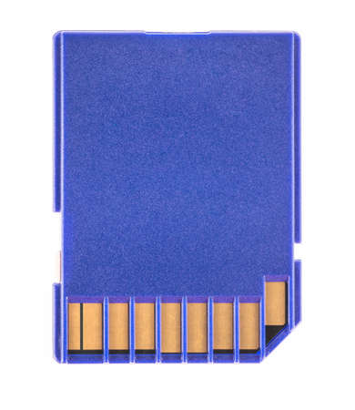 Blue memory SD card isolated on white background