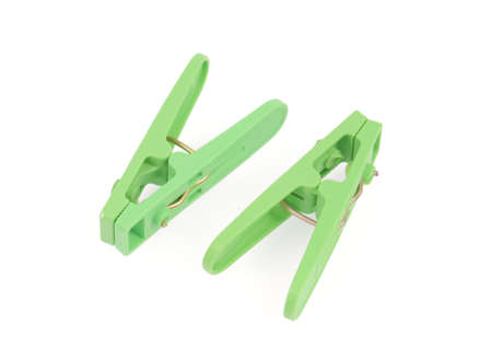 Clothespin clips isolated on white Backgroundの写真素材