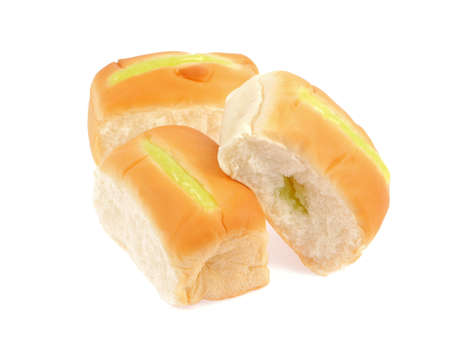 pandan custard isolated on white backgroundの写真素材